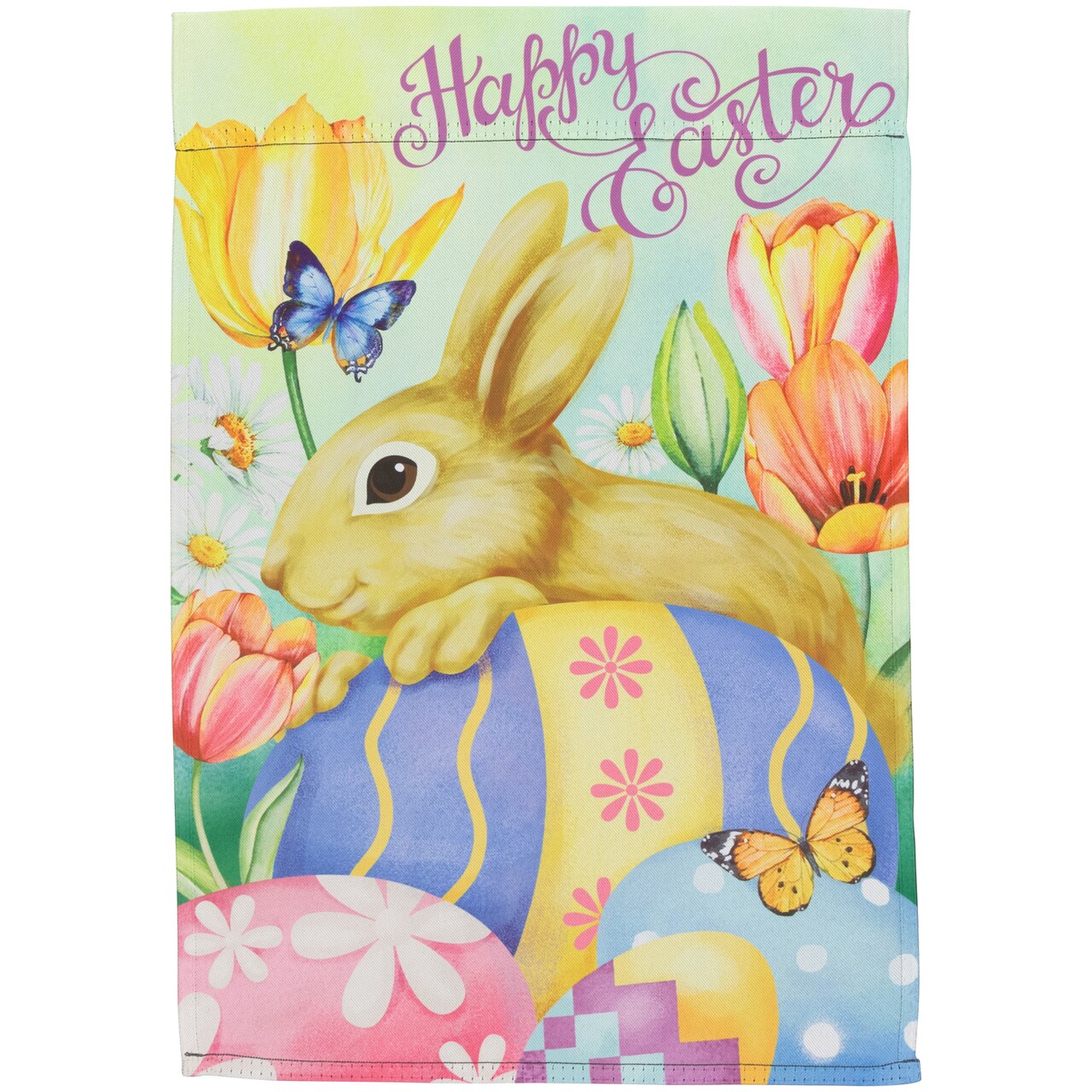 Northlight Bunny and Butterflies "Happy Easter" Outdoor Garden Flag - 18" x 12.5"